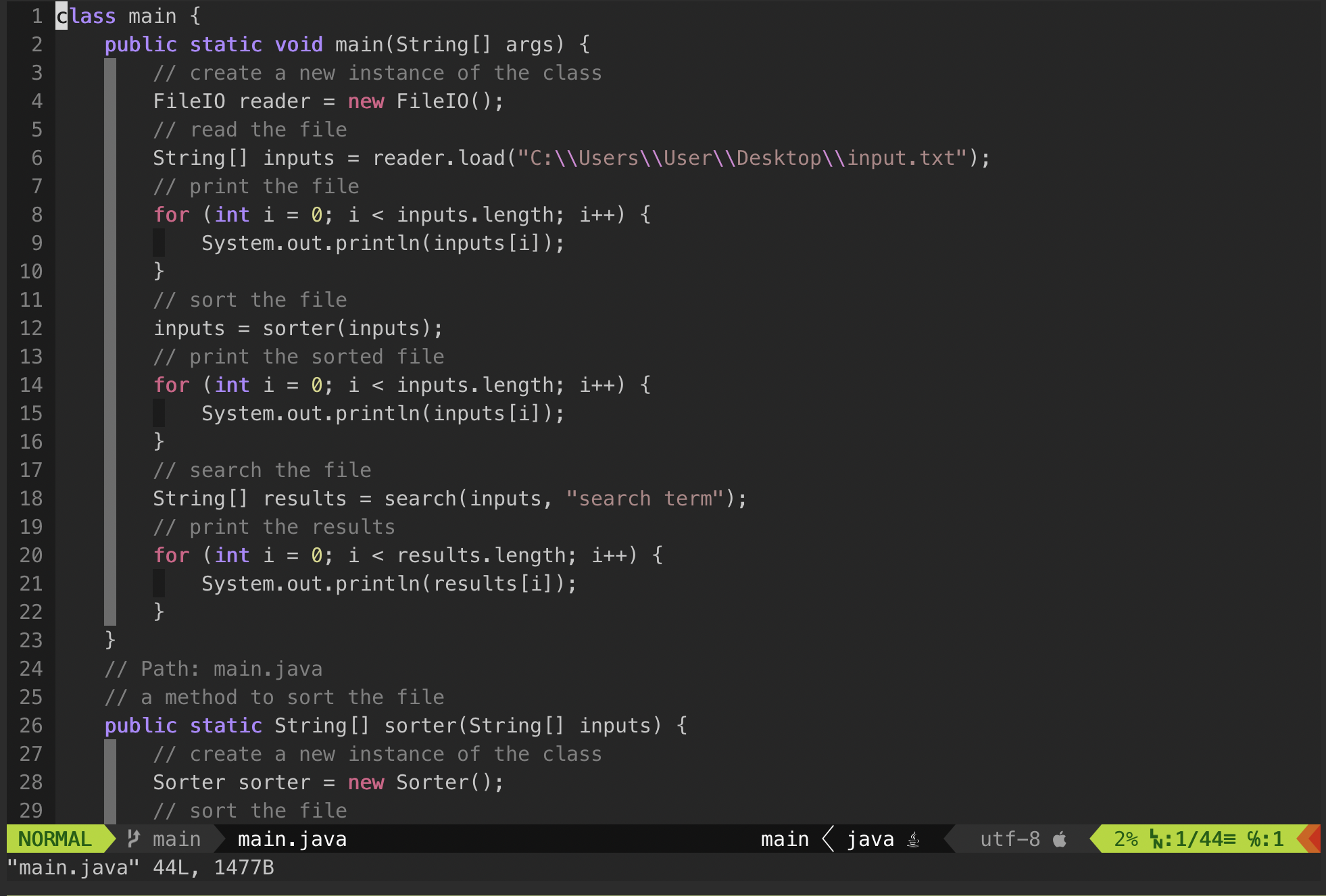 vim screenshot